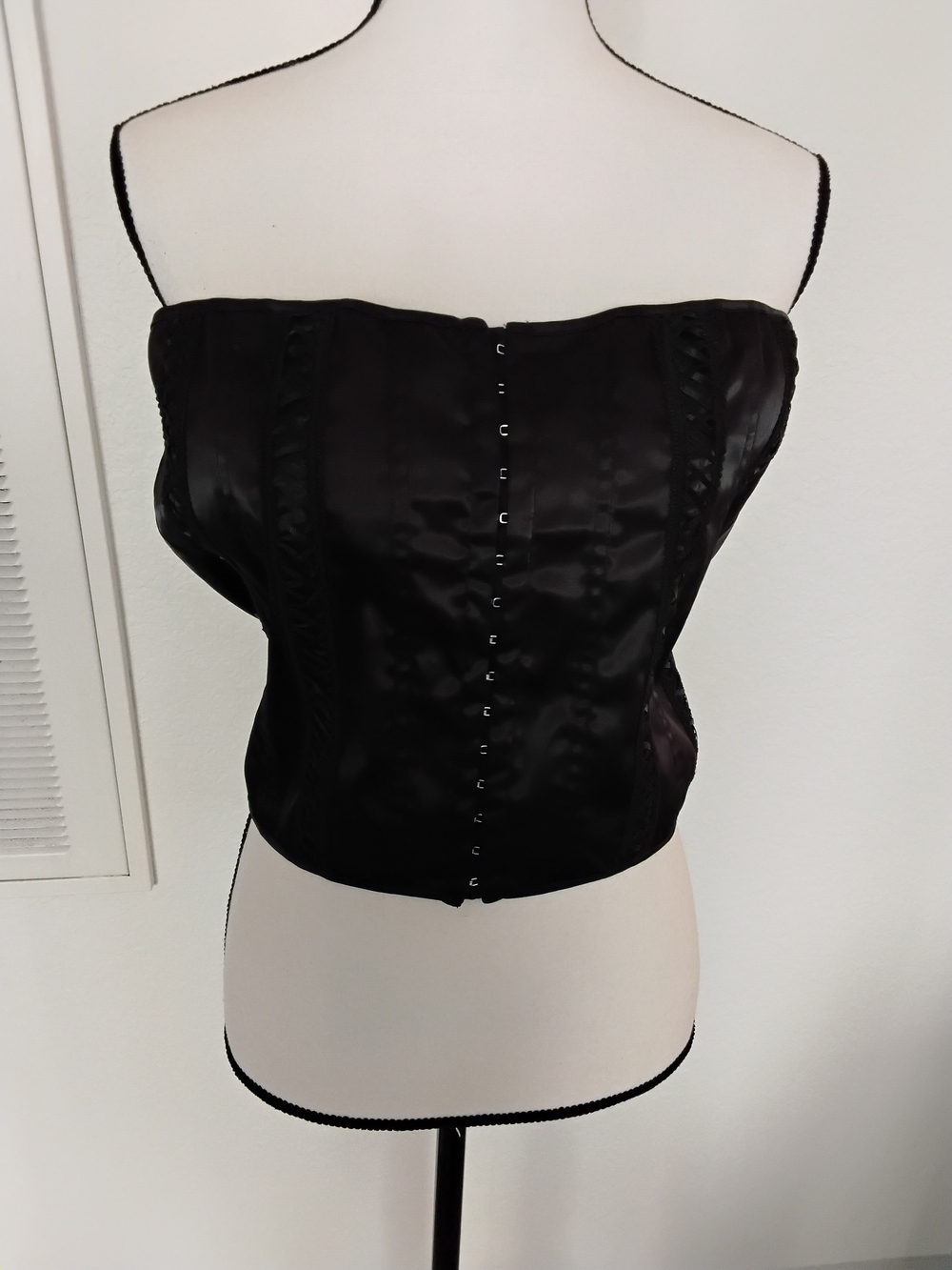 I.AM.GIA Black Satin Corset Bralette